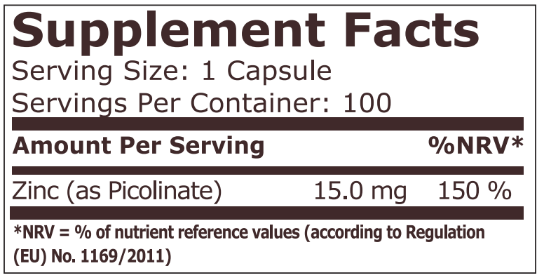 Zinc Picolinate 15mg - 100 capsules - Image 2